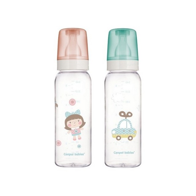 CANPOL BABY STAKLENA FLAŠICA - PRINT (ROZE) 240ML - Online Apoteka CANPOL BABY STAKLENA FLAŠICA - PRINT (ROZE) 240ML